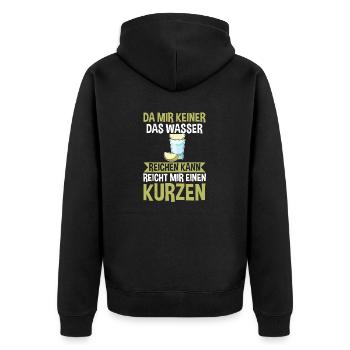 Da mir keiner das Wasser reichen kann reicht mir e - Unisex Premium Bio Zip Hoodie - Schwarz - Hinten - Nico (187cm)