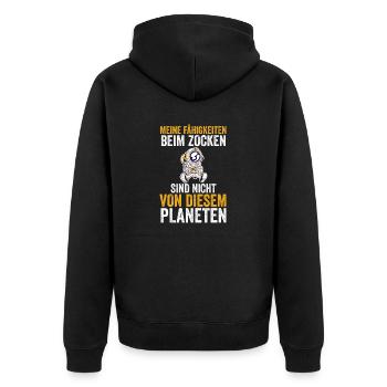 Zocker Zocken Gamer - Unisex Premium Bio Zip Hoodie - Schwarz - Hinten - Nico (187cm)