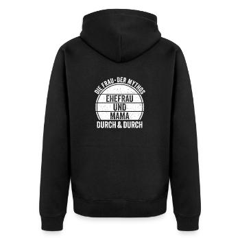 Ehefrau Mutter Mama - Unisex Premium Bio Zip Hoodie - Schwarz - Hinten - Nico (187cm)
