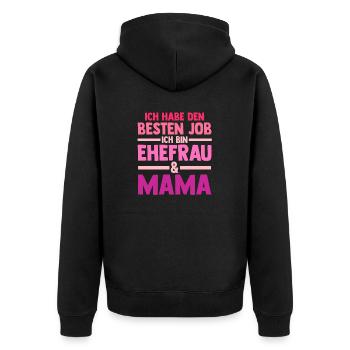 Ehefrau Mutter Mama - Unisex Premium Bio Zip Hoodie - Schwarz - Hinten - Nico (187cm)