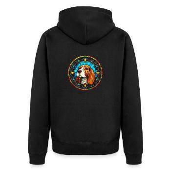 Lustiger Beagle-Liebhaber mit Artisan Style - Stained Gl - Unisex Premium Bio Zip Hoodie - Schwarz - Hinten - Nico (187cm)