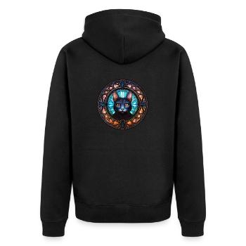 Unique Holy Cat Art Design - Art du vitrail - Veste à capuche bio Premium Unisexe - noir - Dos - Nico (187cm)