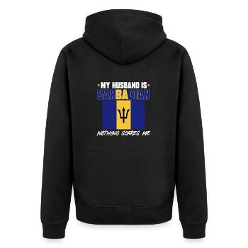 Barbados Flagge Barbadier Bajan - Unisex Premium Bio Zip Hoodie - Schwarz - Hinten - Nico (187cm)