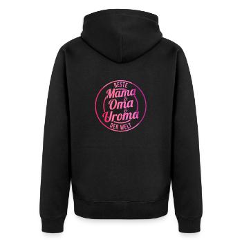 Mutter Mama Oma Uroma - Unisex Premium Bio Zip Hoodie - Schwarz - Hinten - Nico (187cm)