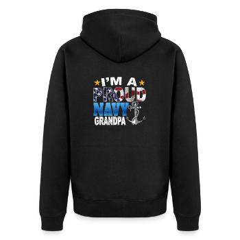 Proud Navy Grandpa - Stolzer Navy Opa - Unisex Premium Organic Zip Hoodie - black - Back - Nico (187cm)