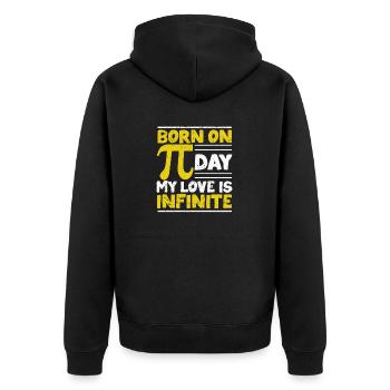 Born on Pi Day My Love Is Infinitely Funny - Unisex Premium Organic Zip Hoodie - black - Back - Nico (187cm)