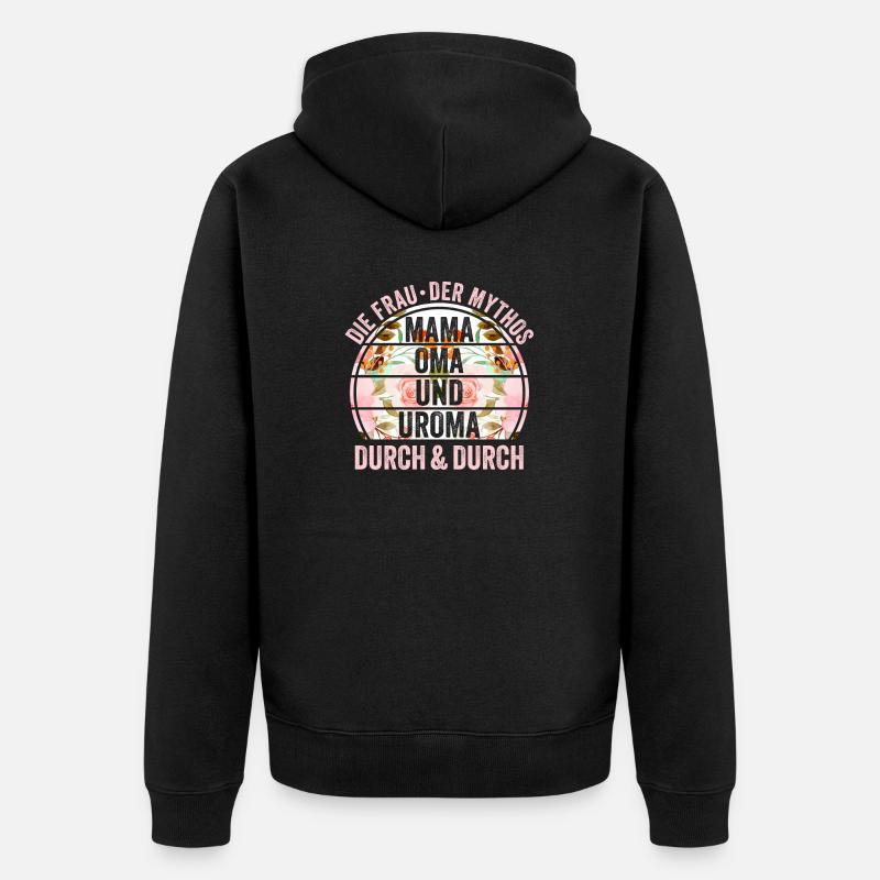 Mutter Mama Oma Uroma - Unisex Premium Bio Zip Hoodie - Schwarz