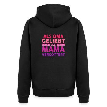 Als Oma Vergöttert Als Mama Geliebt - Unisex Premium Bio Zip Hoodie - Schwarz - Hinten - Nico (187cm)