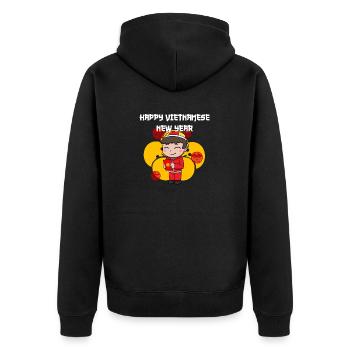 Vietnamesisches Neujahr Junge Vietnam I Geschenk - Unisex Premium Bio Zip Hoodie - Schwarz - Hinten - Nico (187cm)