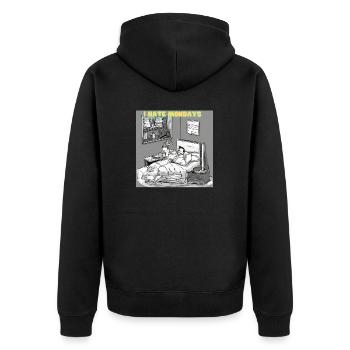 Morning grouch or late riser? - Unisex Premium Organic Zip Hoodie - black - Back - Nico (187cm)