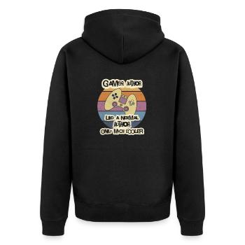 T-shirt d’auteur joueur, chemise d’auteur, chemise d’écrivain, - Veste à capuche bio Premium Unisexe - noir - Dos - Nico (187cm)