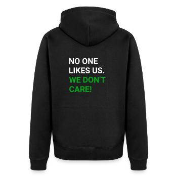 Personne ne nous aime - nous nous en fichons - Veste à capuche bio Premium Unisexe - noir - Dos - Nico (187cm)