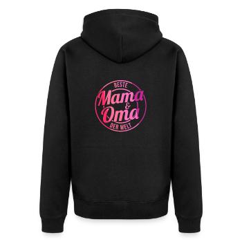 Beste Mama Und Oma Der Welt - Unisex Premium Bio Zip Hoodie - Schwarz - Hinten - Nico (187cm)