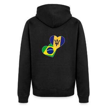 Barbados Flagge Barbadier Bajan - Unisex Premium Bio Zip Hoodie - Schwarz - Hinten - Nico (187cm)