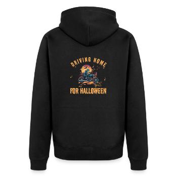 Driving Home For Halloween - Unisex Premium Bio Zip Hoodie - Schwarz - Hinten - Nico (187cm)