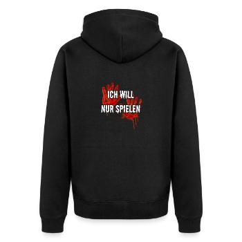 Ich Will Nur Spielen - Unisex Premium Bio Zip Hoodie - Schwarz - Hinten - Nico (187cm)