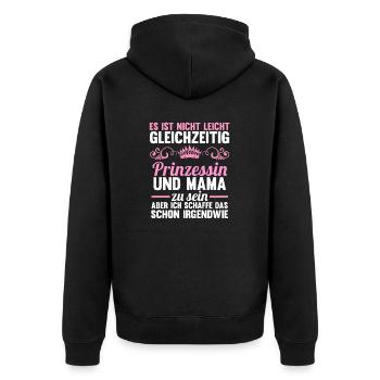 Mutter Muttertag Prinzessin Mama - Unisex Premium Bio Zip Hoodie - Schwarz - Hinten - Nico (187cm)