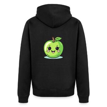 Apple Cute Fruit Green Smiling Lovers Foodie - Unisex Premium Organic Zip Hoodie - black - Back - Nico (187cm)