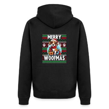 Passendes Pyjama-Oberteil für Familien - Ugly Christmas Dog Be - Unisex Premium Bio Zip Hoodie - Schwarz - Hinten - Nico (187cm)