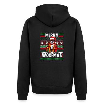 Dog Lover Christmas - Lustiger hässlicher Weihnachtspullover - Unisex Premium Bio Zip Hoodie - Schwarz - Hinten - Nico (187cm)