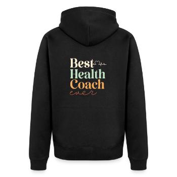 Coach Santé Nutritionniste Coach de Vie - Veste à capuche bio Premium Unisexe - noir - Dos - Nico (187cm)
