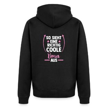 Großmutter Coole Oma - Unisex Premium Bio Zip Hoodie - Schwarz - Hinten - Nico (187cm)