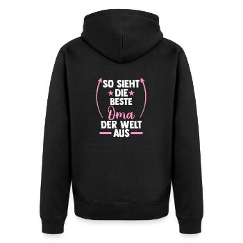 Großmutter Beste Oma - Unisex Premium Bio Zip Hoodie - Schwarz - Hinten - Nico (187cm)