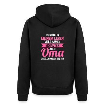 Großmutter Oma - Unisex Premium Bio Zip Hoodie - Schwarz - Hinten - Nico (187cm)