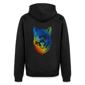 Ski Wolf Bunt - Unisex Premium Bio Zip Hoodie - Schwarz - Hinten - Nico (187cm)