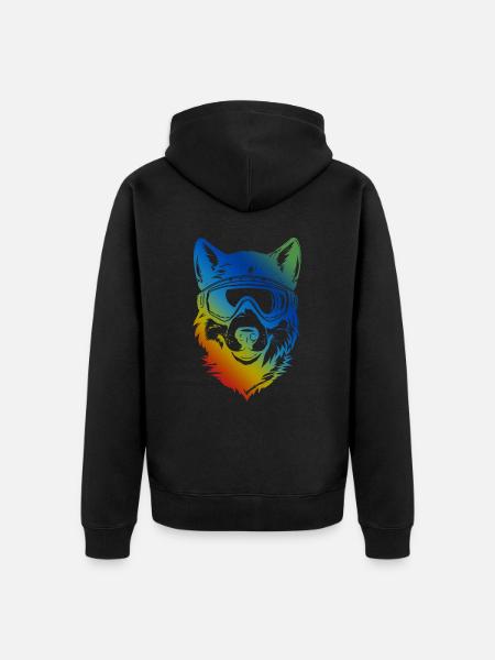 Ski Wolf Bunt - Unisex Premium Bio Zip Hoodie - Schwarz