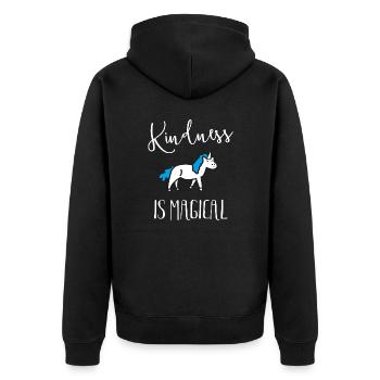 Kindness Is Magical Unicorn Saying - Unisex Premium Organic Zip Hoodie - black - Back - Nico (187cm)