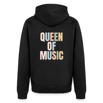 Queen of MUSIC - Unisex Premium Organic Zip Hoodie - black - Back - Nico (187cm)