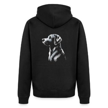 Tête de dessin Labrador argent - Veste à capuche bio Premium Unisexe - noir - Dos - Nico (187cm)