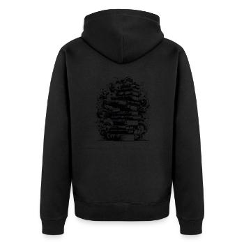 Book Reading Literature Author - Unisex Premium Organic Zip Hoodie - black - Back - Nico (187cm)