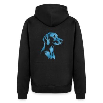Magyar Vizsla dessin tête bleu - Veste à capuche bio Premium Unisexe - noir - Dos - Nico (187cm)