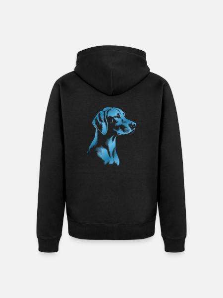 Magyar Vizsla Drawing Head Blue - Unisex Premium Organic Zip Hoodie - black