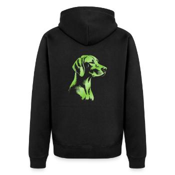 Magyar Vizsla Zeichnung Kopf grün - Unisex Premium Bio Zip Hoodie - Schwarz - Hinten - Nico (187cm)