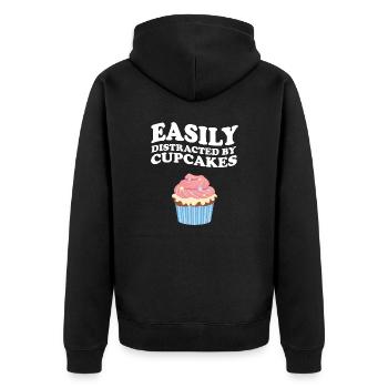 Easily Distracted By Cupcakes - Unisex Premium Organic Zip Hoodie - black - Back - Nico (187cm)