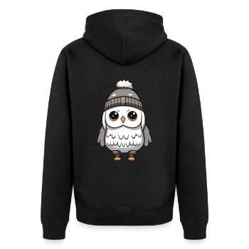 Hibou Animal Bébé Bande Dessinée Hiver - Veste à capuche bio Premium Unisexe - noir - Dos - Nico (187cm)