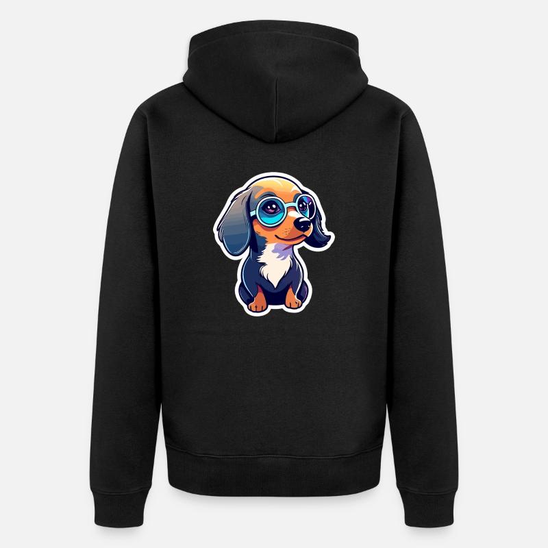 Illustration de chien teckel - Veste à capuche bio Premium Unisexe - noir