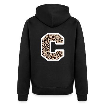 lettre C motif léopard -idée cadeau d’anniversaire - Veste à capuche bio Premium Unisexe - noir - Dos - Nico (187cm)