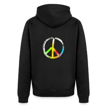 peace sign speckled 02 - Unisex Premium Organic Zip Hoodie - black - Back - Nico (187cm)