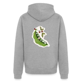 Erbsen - Unisex Premium Bio Zip Hoodie - Grau meliert - Hinten - Nico (187cm)