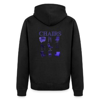 Urban Streetwear Design Chairs / Stühle Print - Unisex Premium Bio Zip Hoodie - Schwarz - Hinten - Nico (187cm)