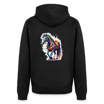 Clown Animal / Cirque / Drôle / Coloré / Spectacle / Cheval - Veste à capuche bio Premium Unisexe - noir - Dos - Nico (187cm)