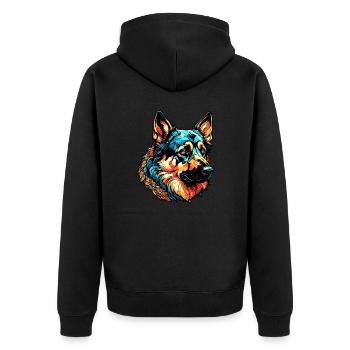 Chien / Animal / Animal de compagnie / Poilu / Berger allemand - Veste à capuche bio Premium Unisexe - noir - Dos - Nico (187cm)