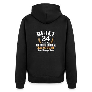 Built 34 Years Ago All Parts Original Outfit 34th - Unisex Premium Organic Zip Hoodie - black - Back - Nico (187cm)