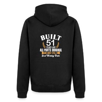 Built 49 Years Ago All Parts Original Outfit 49th - Unisex Premium Organic Zip Hoodie - black - Back - Nico (187cm)