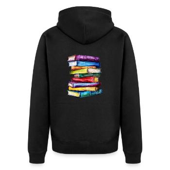 The Power of Books - Unisex Premium Organic Zip Hoodie - black - Back - Nico (187cm)