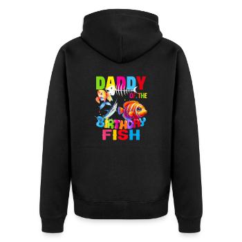 Papa de l’anniversaire Pêche Papa Poisson Anniversaire - Veste à capuche bio Premium Unisexe - noir - Dos - Nico (187cm)